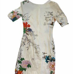 Zara Woman Cotton Water Color Floral Dress Small